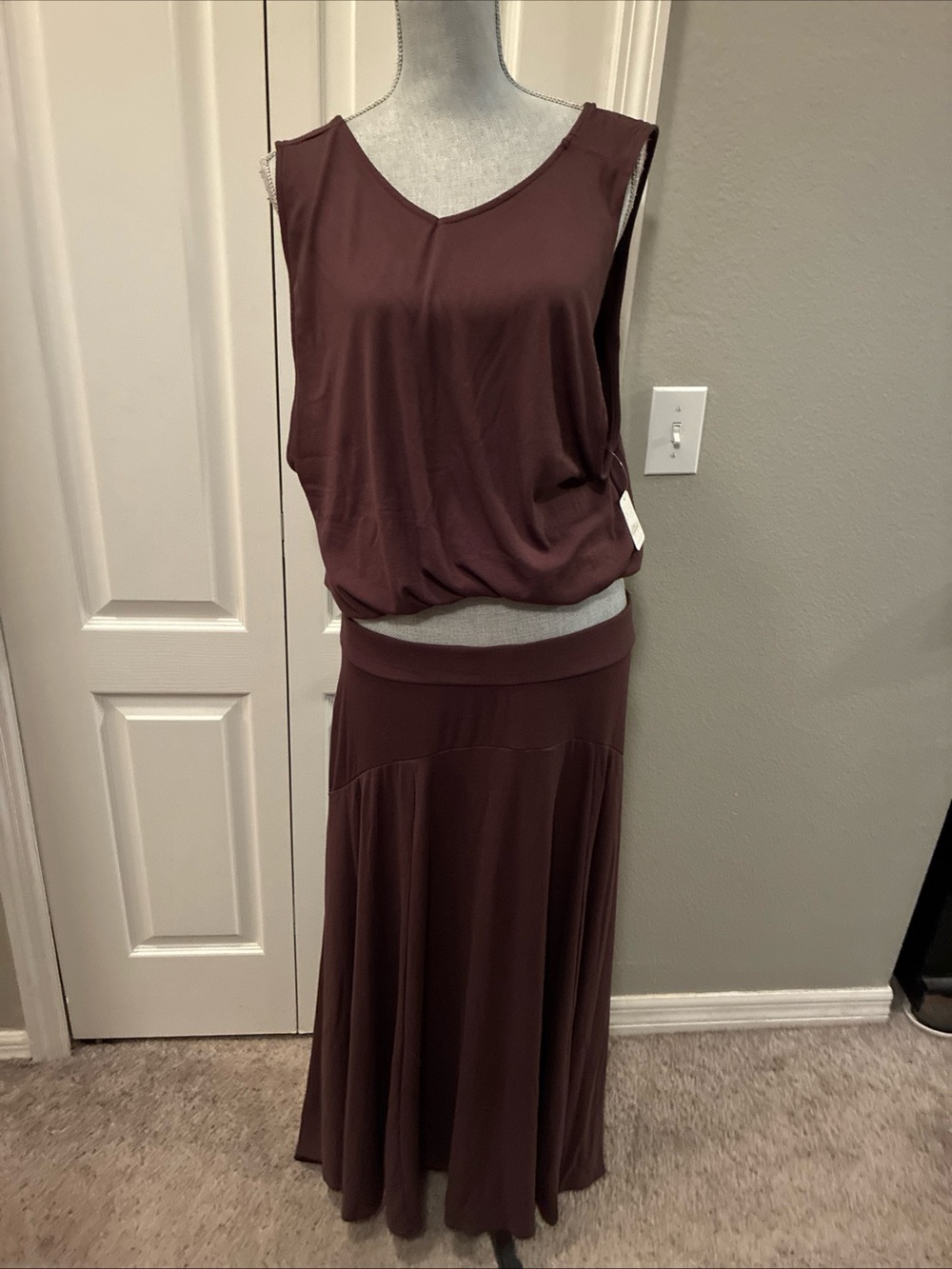 Free people good feels Bristol skirt & top set size XL dark purple